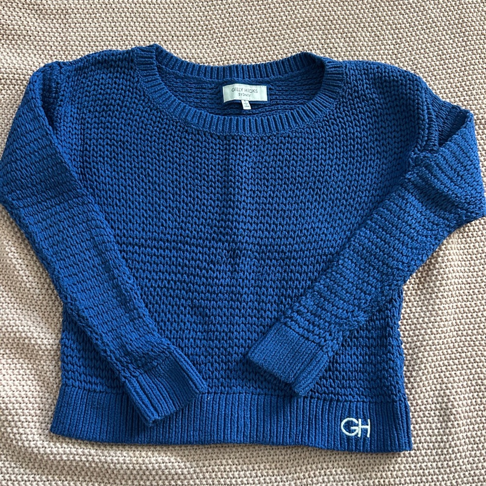 Gilly Hicks Blue Crew Neck Sweater with Textured Knit